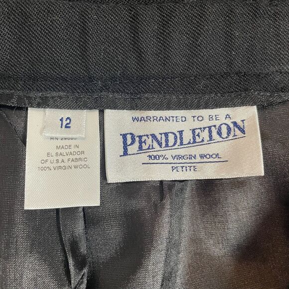 Pendleton Pencil Skirt Size 12 Petite 12P Black Solid Wool Career Office Minimal - Picture 10 of 12